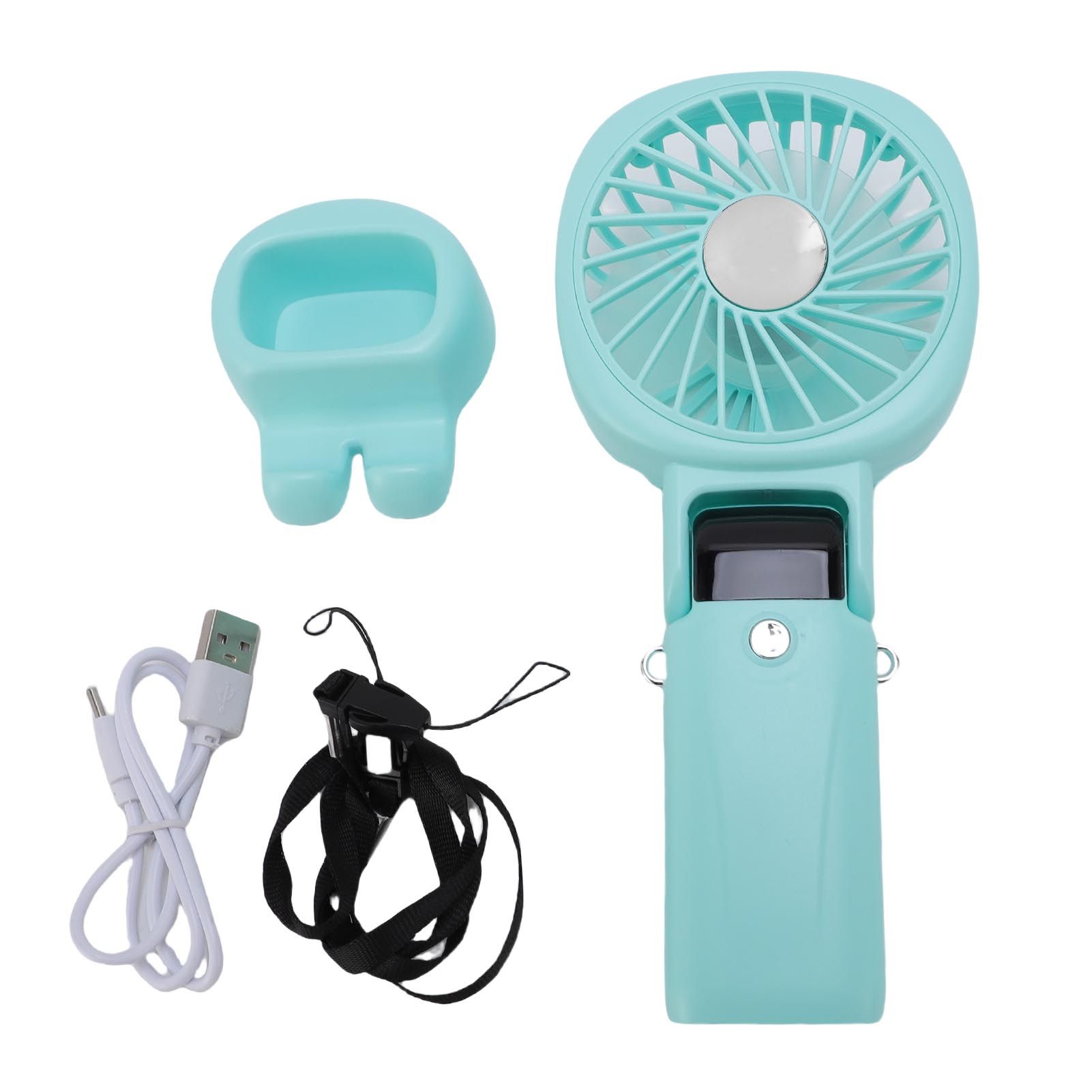 Portable Handheld Fan Power Bank Silent Neck Hanging USB Desktop Fan for view 3