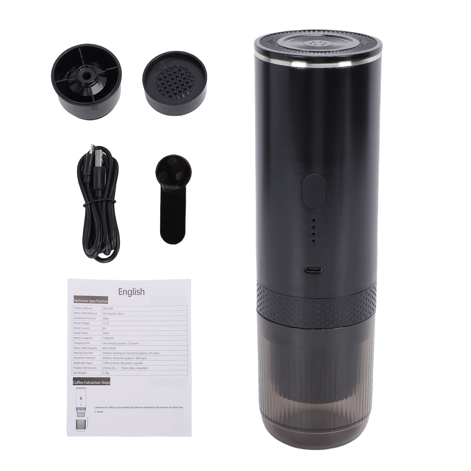 Portable Coffee Maker Grind Coffee and Capsules 2 in 1 Wireless Heating Coffee view 3