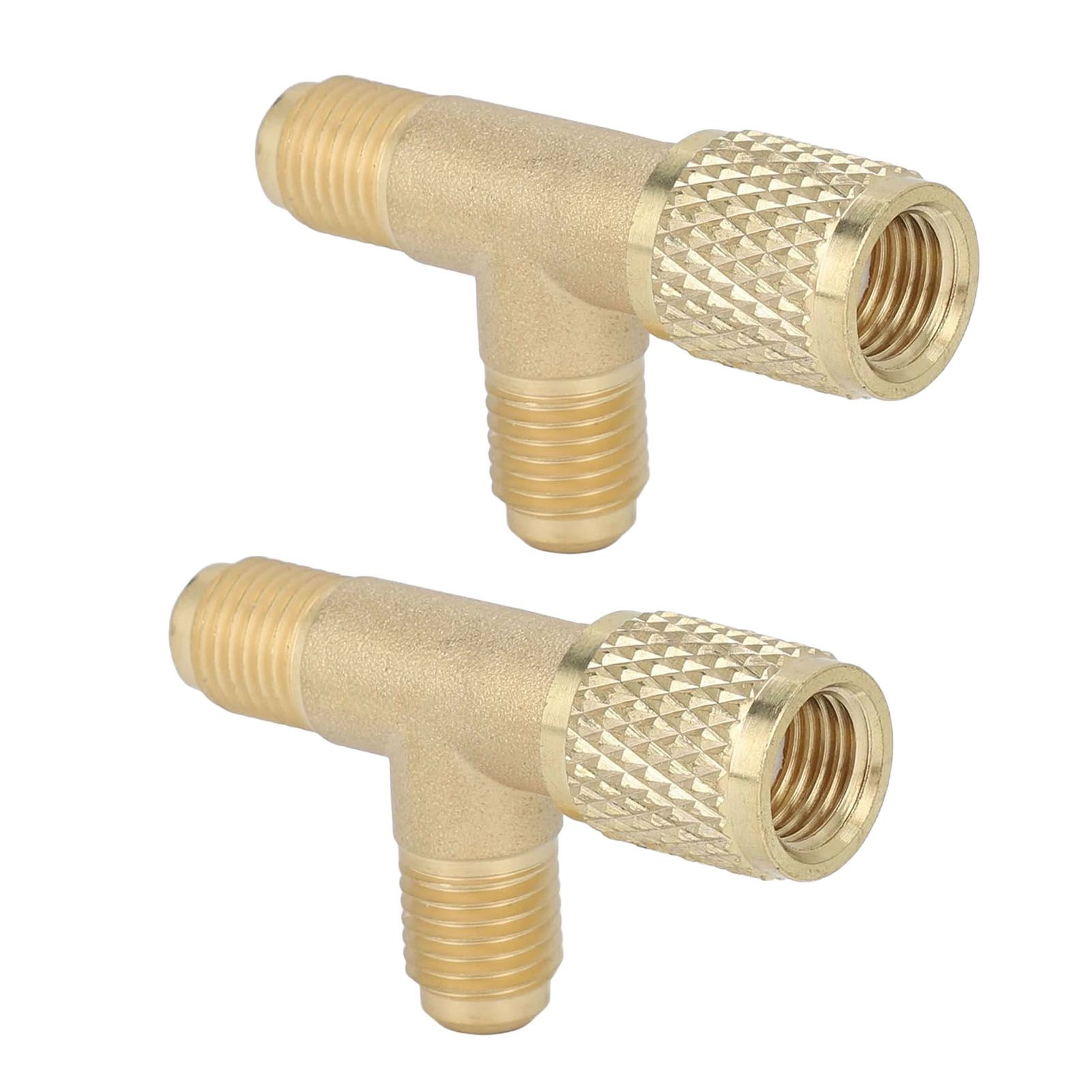 1/4in Valve Tee Adapter Quick Coupler Tee Adapter Brass Refrigerant Tee view 3