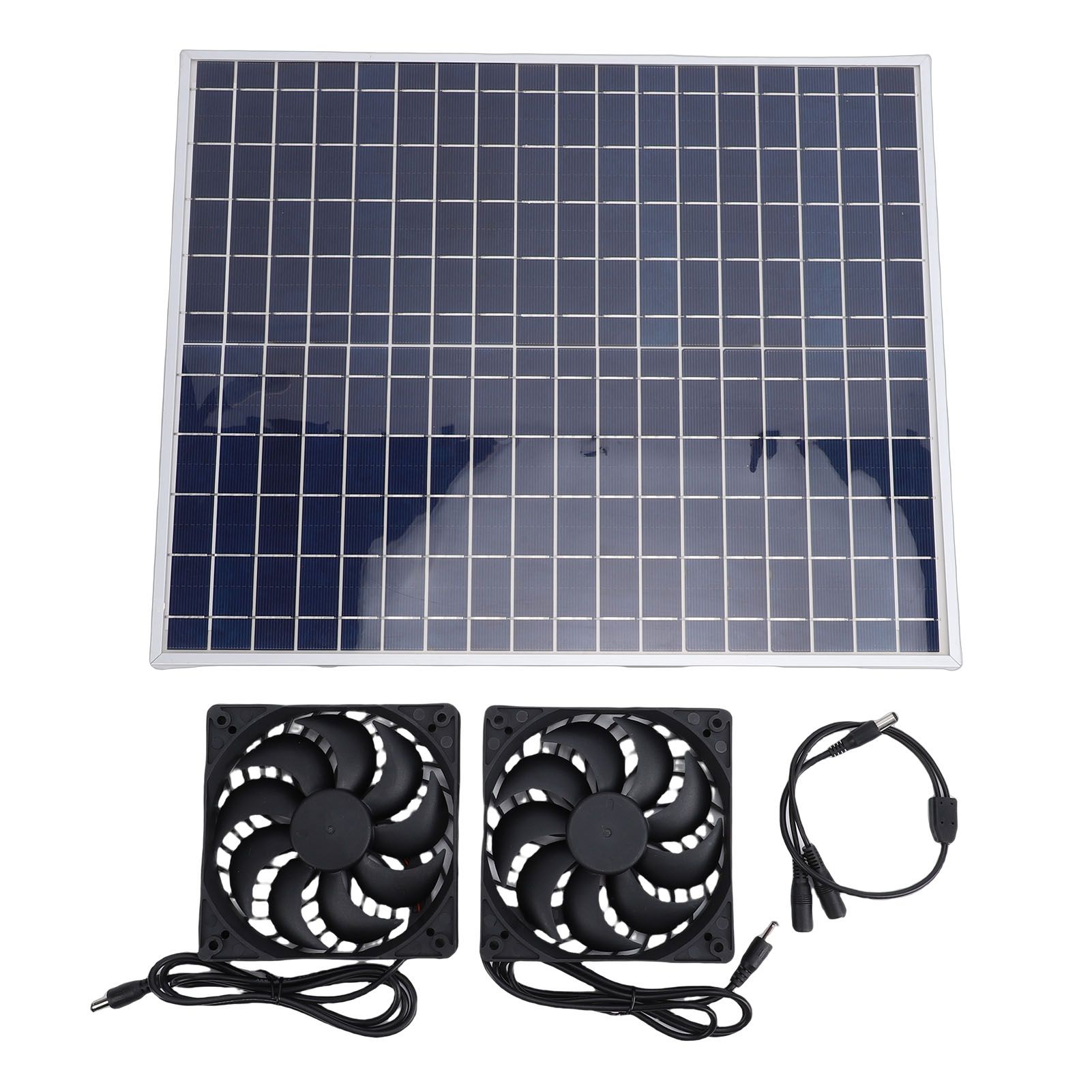22W Solar Panel Double Exhaust Fan Kit 12V Solar Fan for Chicken Coop Dog view 3