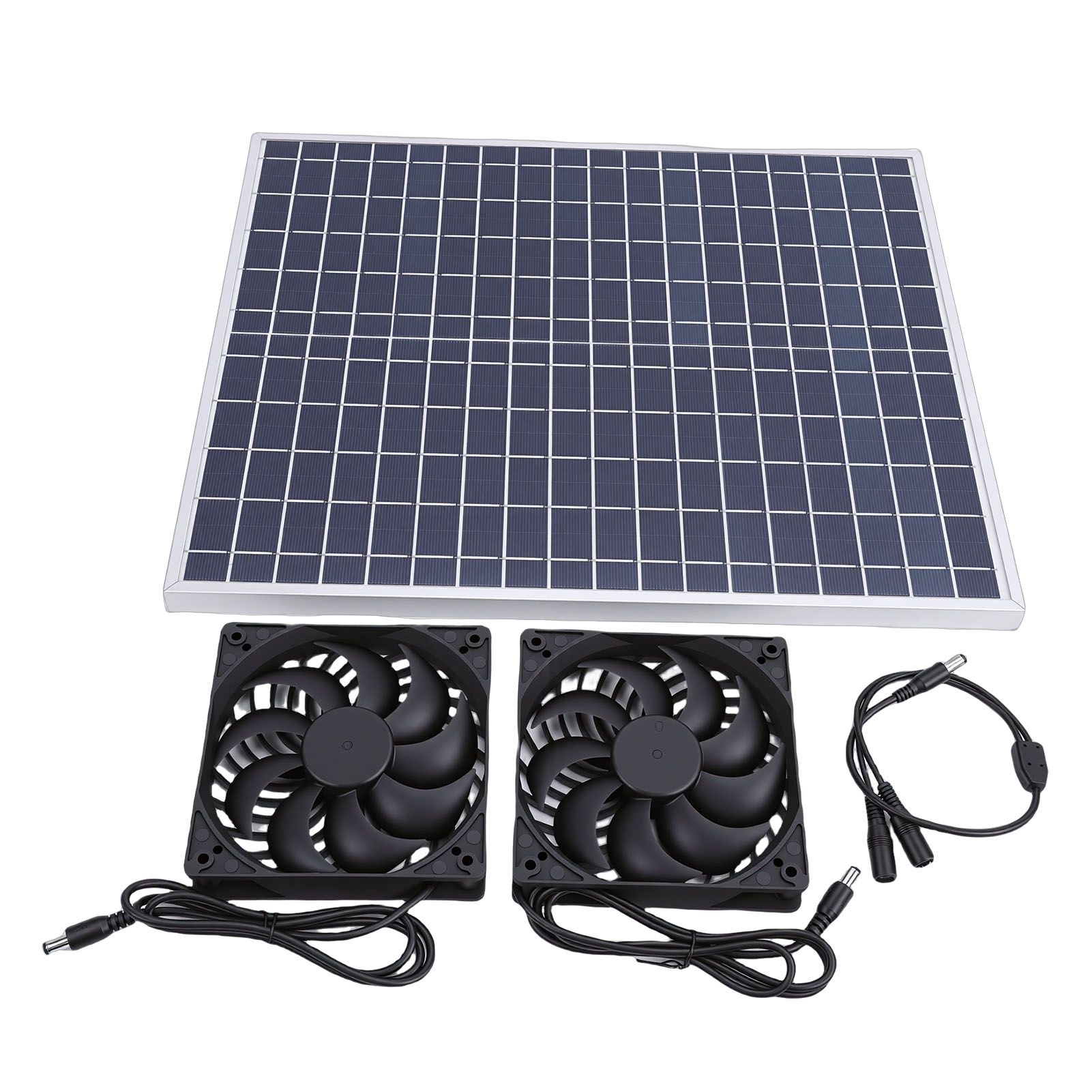 22W Solar Panel Double Exhaust Fan Kit 12V Solar Fan for Chicken Coop Dog view 4