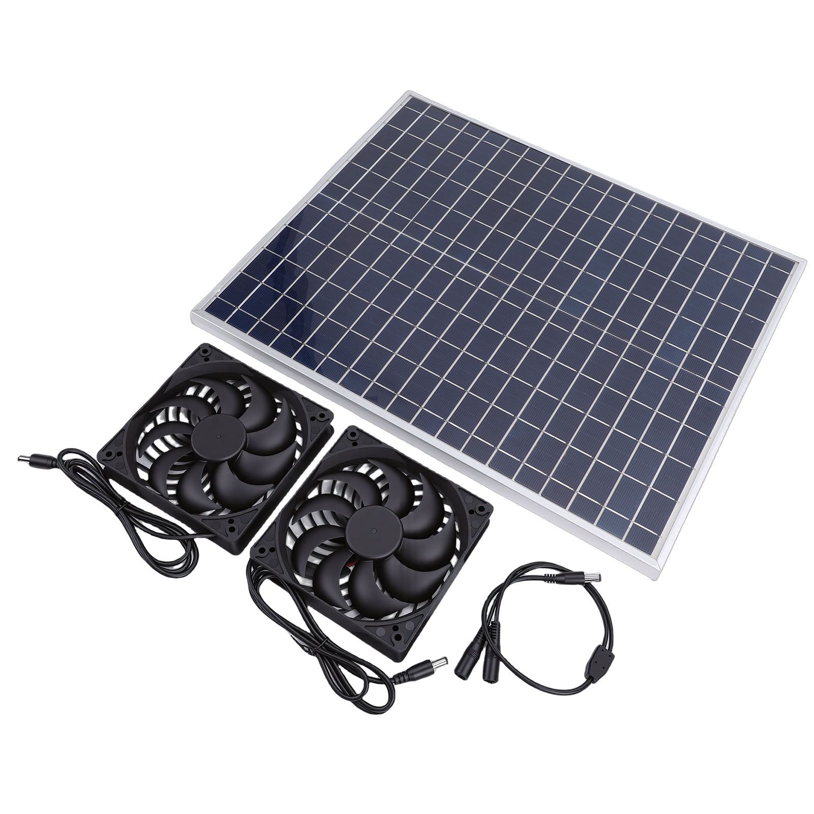 22W Solar Panel Double Exhaust Fan Kit 12V Solar Fan for Chicken Coop Dog view 6