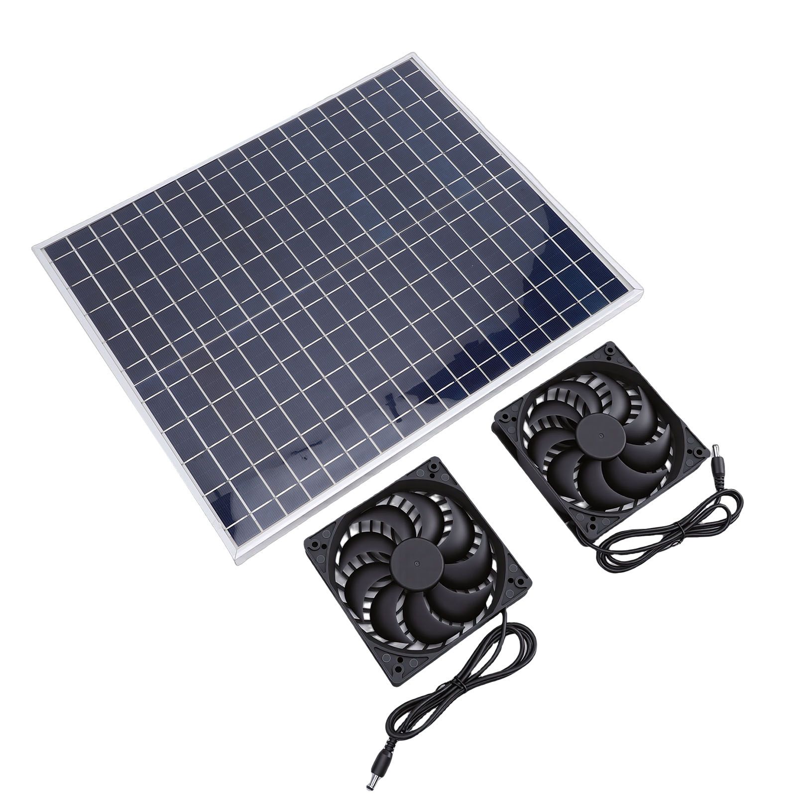 22W Solar Panel Double Exhaust Fan Kit 12V Solar Fan for Chicken Coop Dog view 8