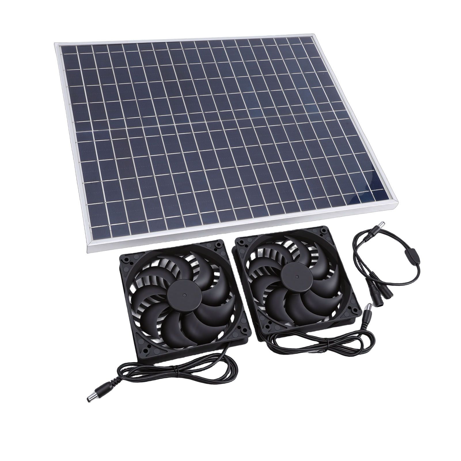 22W Solar Panel Double Exhaust Fan Kit 12V Solar Fan for Chicken Coop Dog view 9