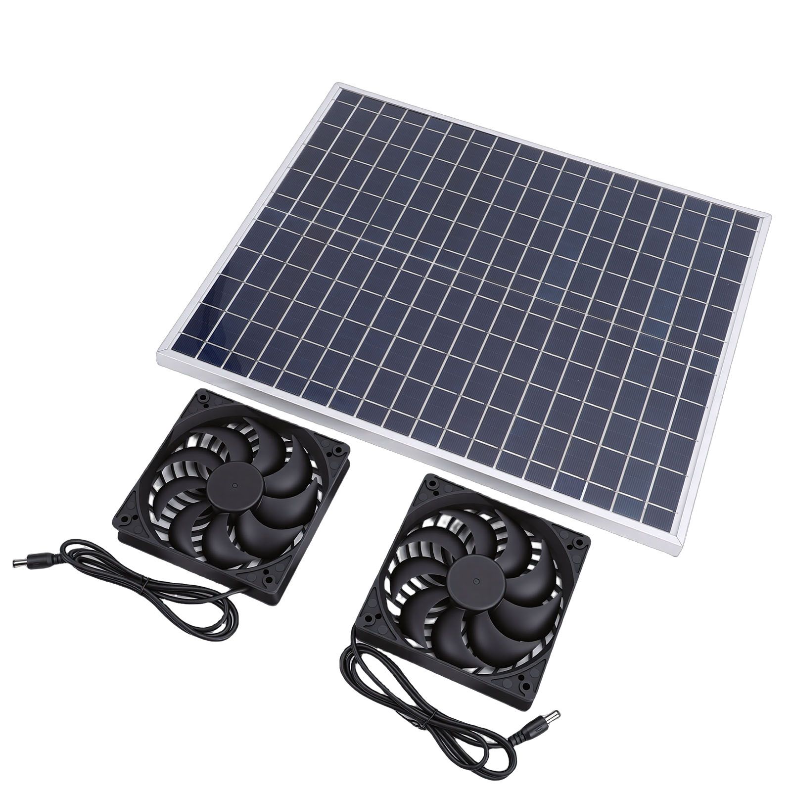 22W Solar Panel Double Exhaust Fan Kit 12V Solar Fan for Chicken Coop Dog view 11