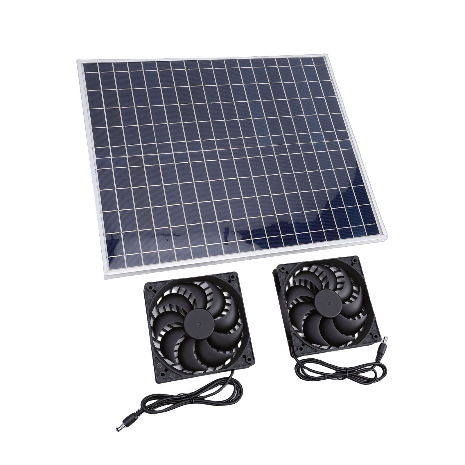 22W Solar Panel Double Exhaust Fan Kit 12V Solar Fan for Chicken Coop Dog view 12