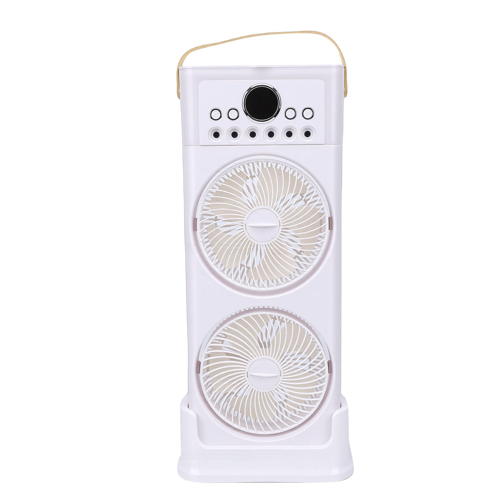 Dual Fan Mist Cooling Fan with Humidifier 6 Nozzles 360 Degree Adjustable Low