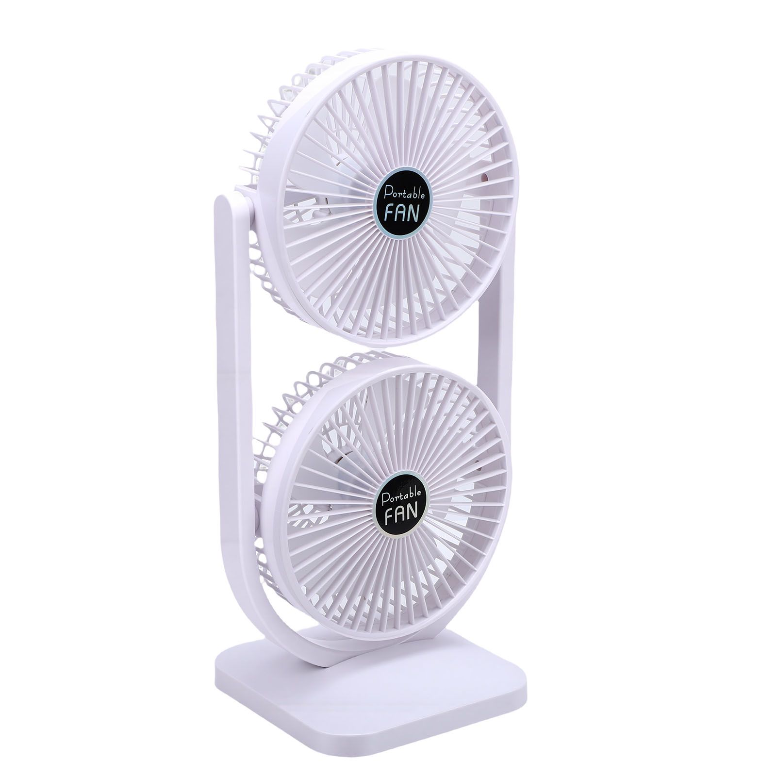 Dual Head Desk Fan USB Rechargeable 3 Speed Portable Electric Floor Fan for view 4