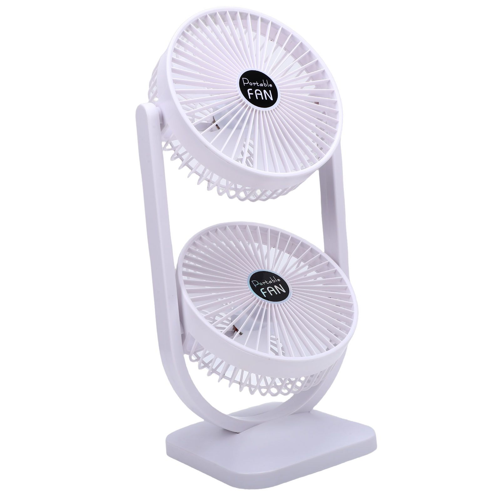 Dual Head Desk Fan USB Rechargeable 3 Speed Portable Electric Floor Fan for view 11