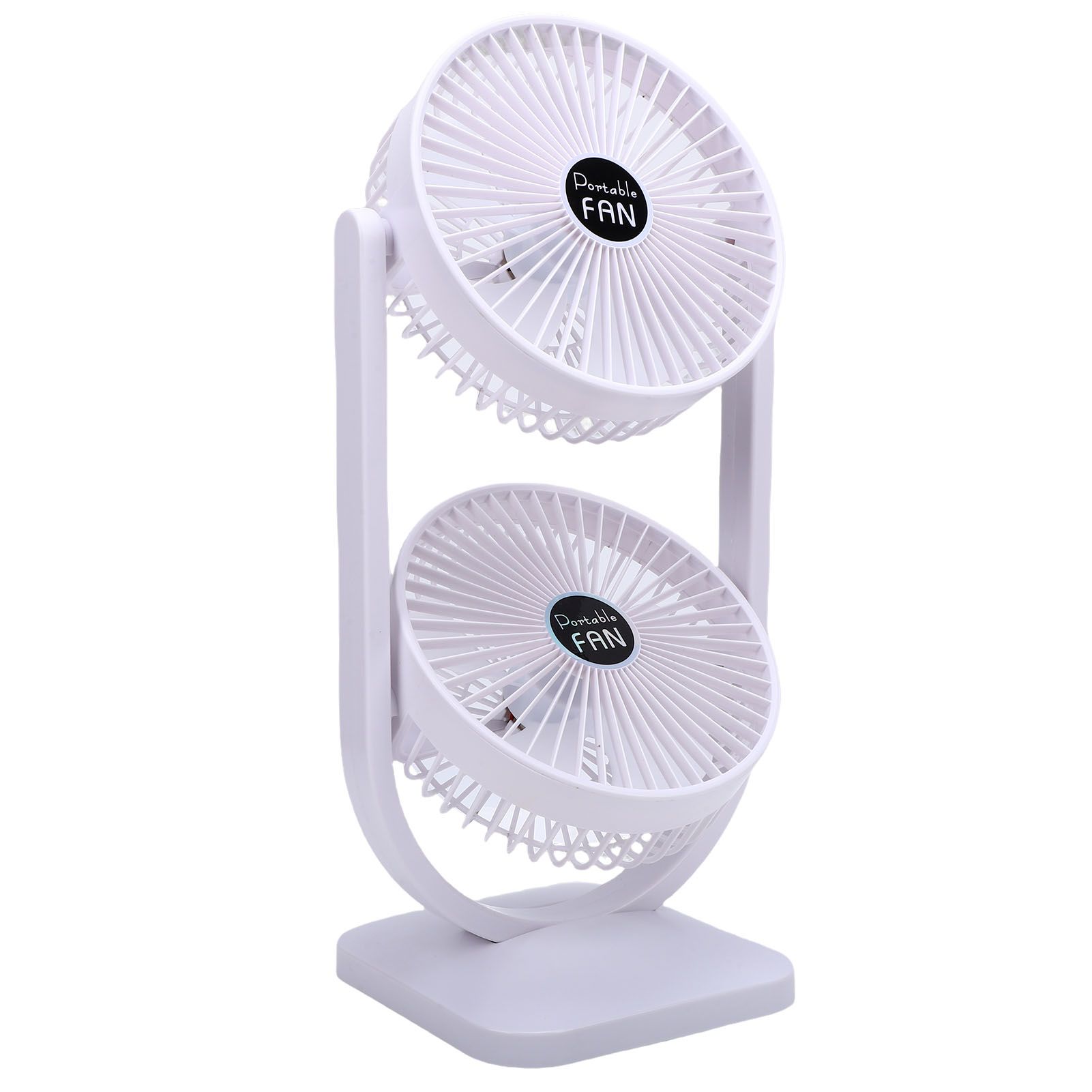 Dual Head Desk Fan USB Rechargeable 3 Speed Portable Electric Floor Fan for view 12