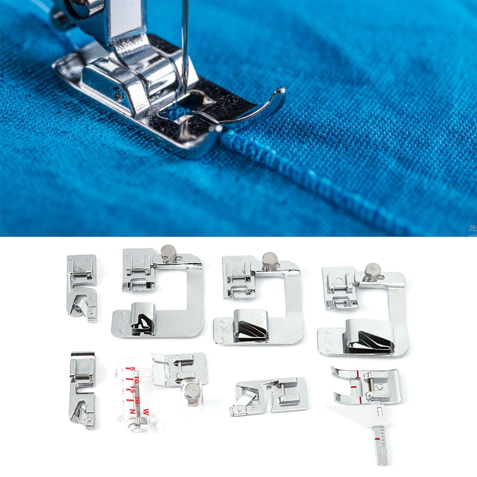 8Pcs Sewing Machine Presser Set Flat Hemming Press Foot Kit Sewing Machine view 12