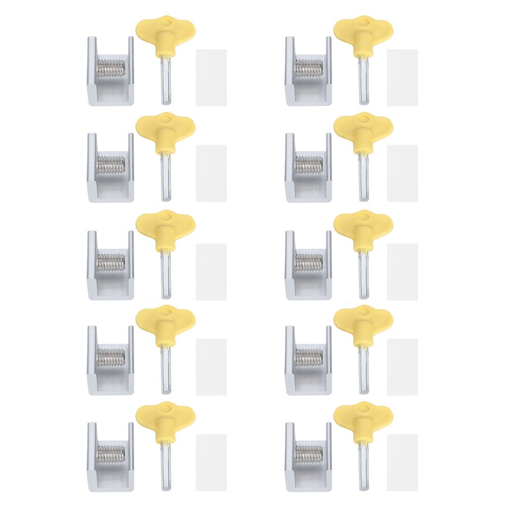 10 Set Sliding Window Safety Lock Aluminum Alloy Slide Security Lock Stopper view 2
