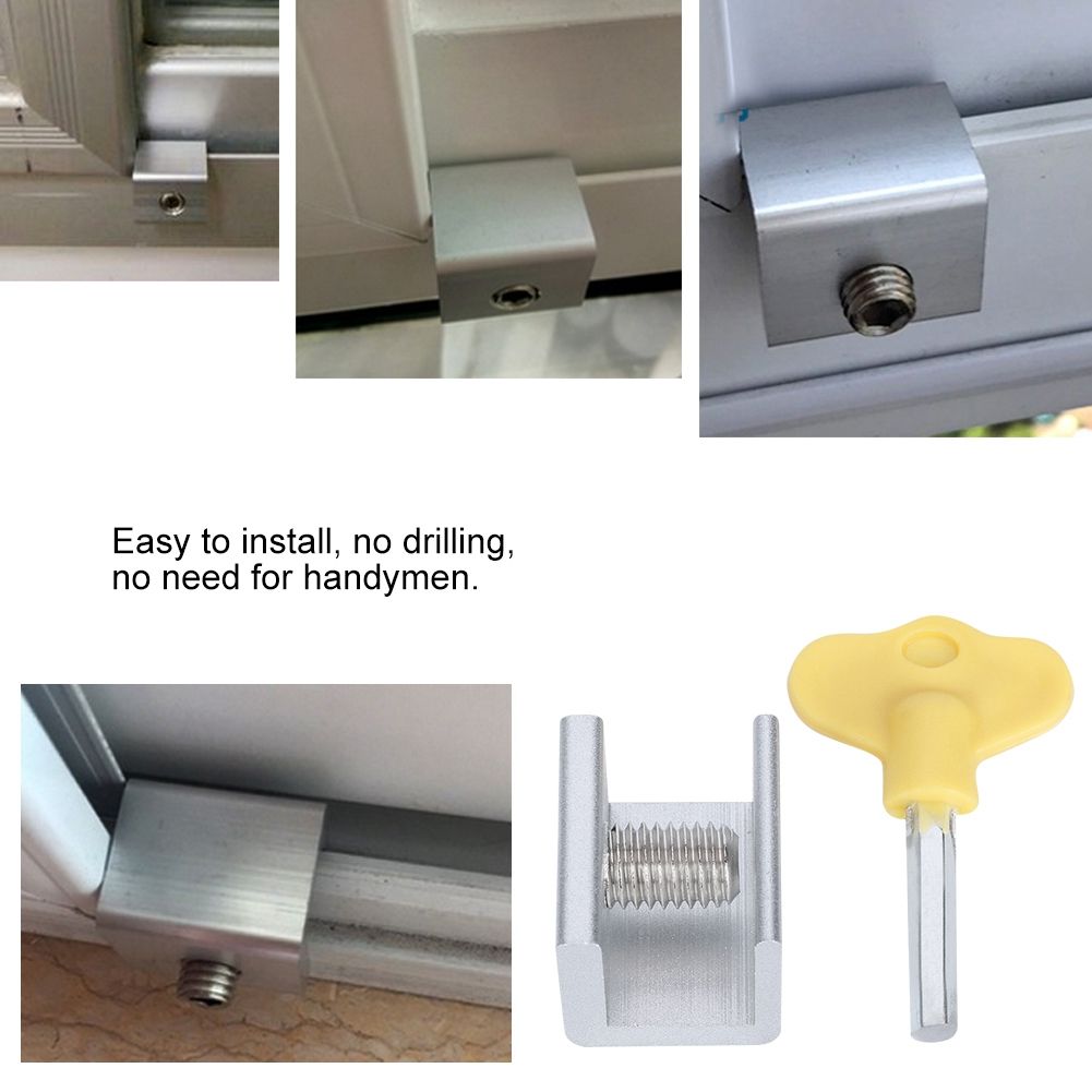 10 Set Sliding Window Safety Lock Aluminum Alloy Slide Security Lock Stopper view 7
