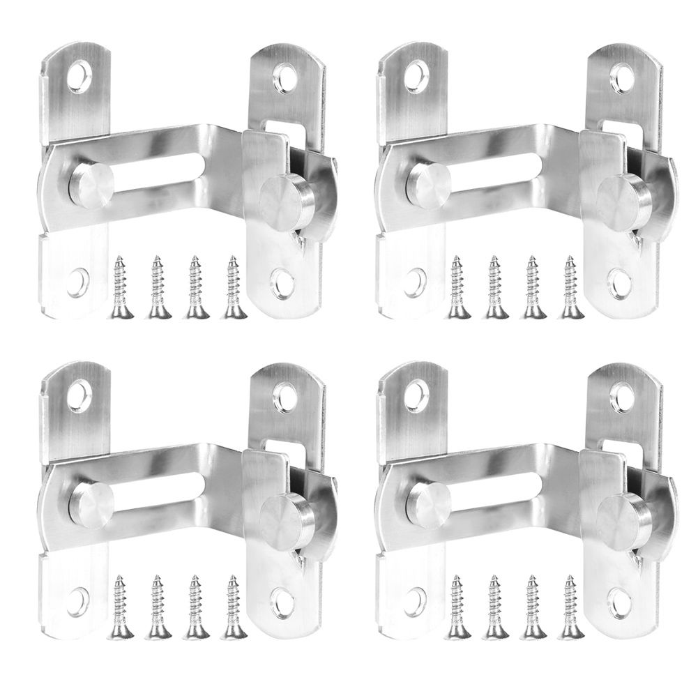 4 Set Stainless Steel 90 Degree Buckle Bolt Right Angle Door Latch for Anti view 2
