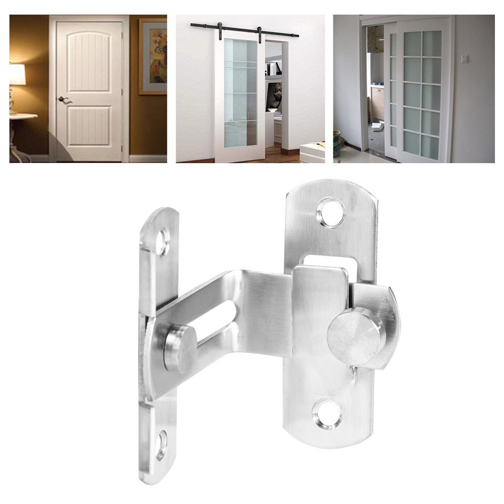 4 Set Stainless Steel 90 Degree Buckle Bolt Right Angle Door Latch for Anti view 5