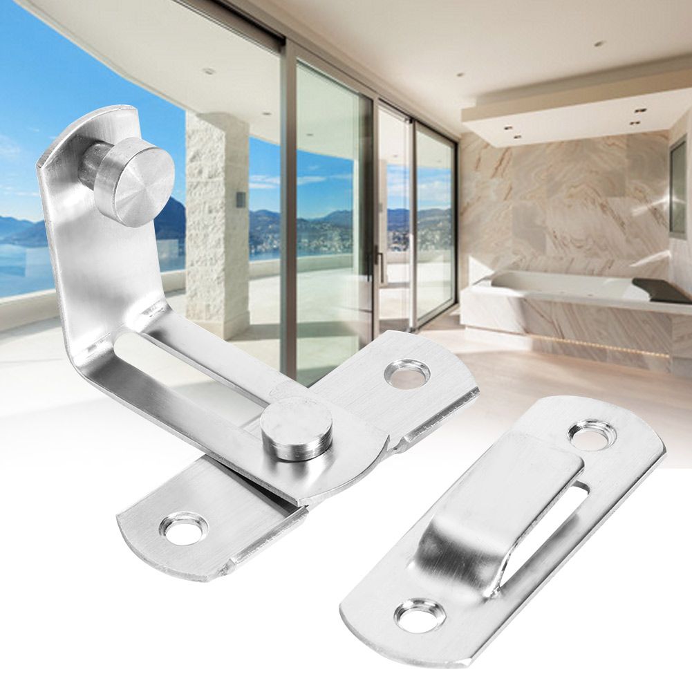 4 Set Stainless Steel 90 Degree Buckle Bolt Right Angle Door Latch for Anti view 6