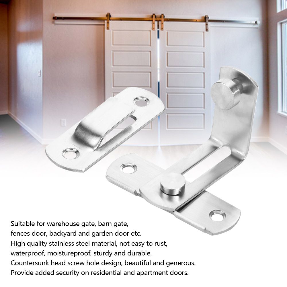4 Set Stainless Steel 90 Degree Buckle Bolt Right Angle Door Latch for Anti view 8