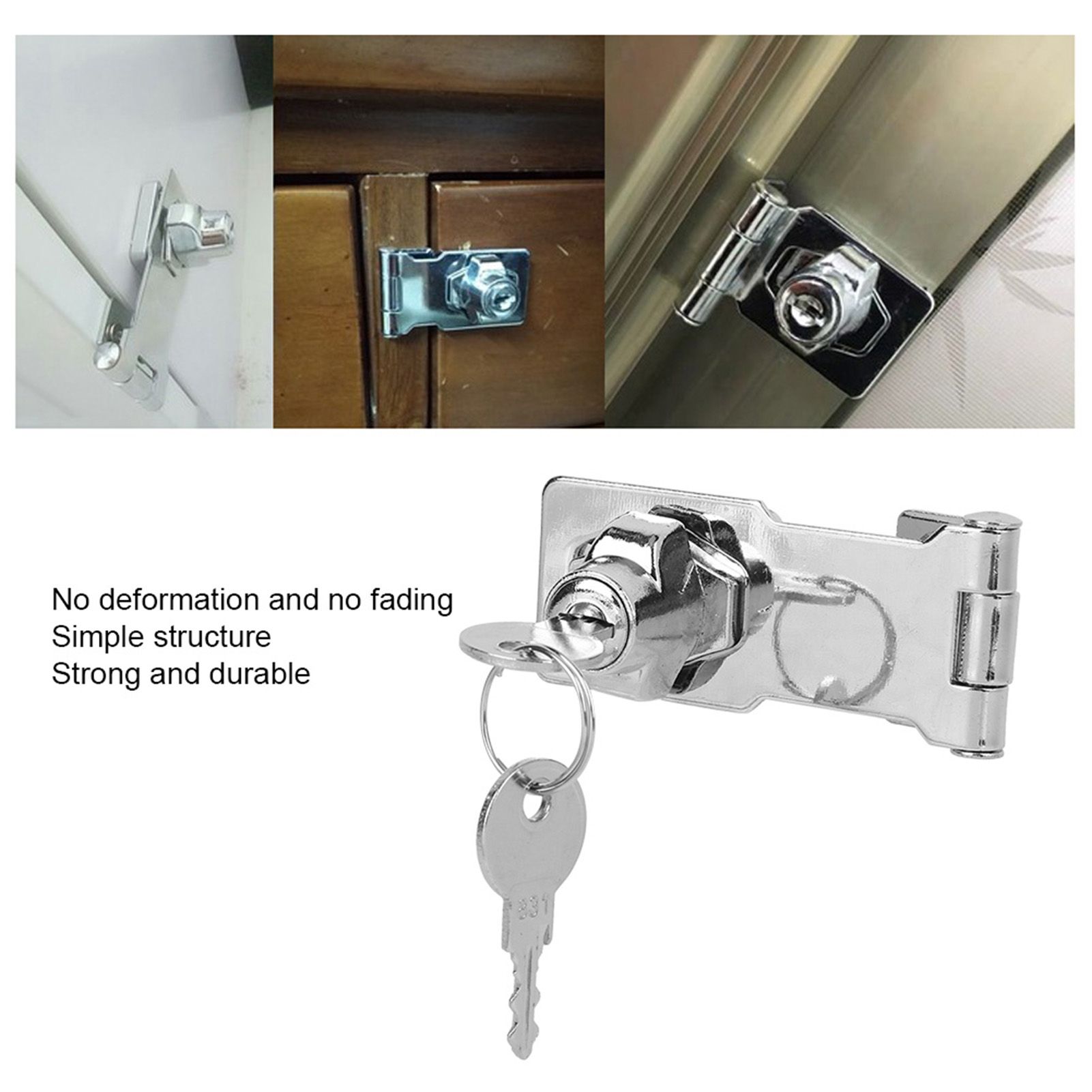 Large Keyed Hasp Lock Locking Hasp for Small Doors Drawer Cabinet Household Tool view 8
