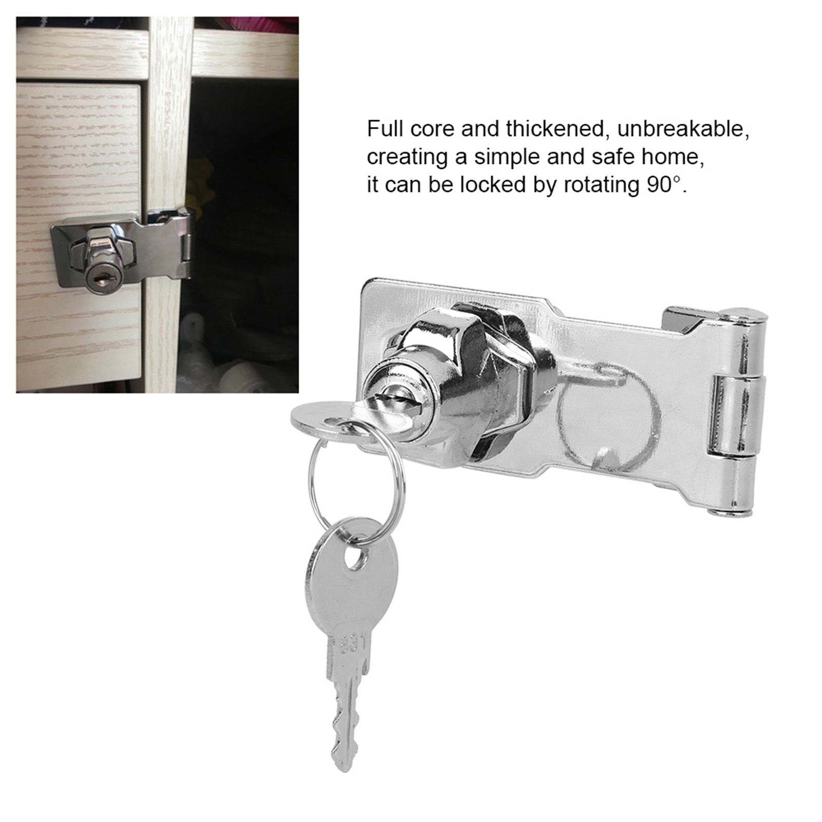 Large Keyed Hasp Lock Locking Hasp for Small Doors Drawer Cabinet Household Tool view 9
