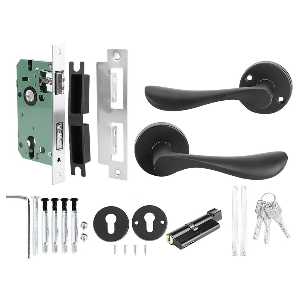 Space Aluminum Door Lock Set KeyedLocking Door Handle Lever Hardware Accessory view 2