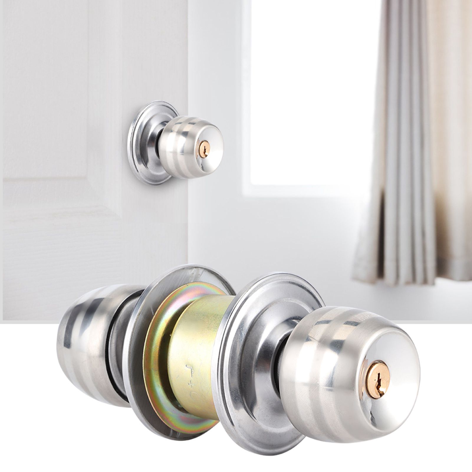 Household Stainless Steel Door Locks Short Tongue Spherical Door Lock for view 3