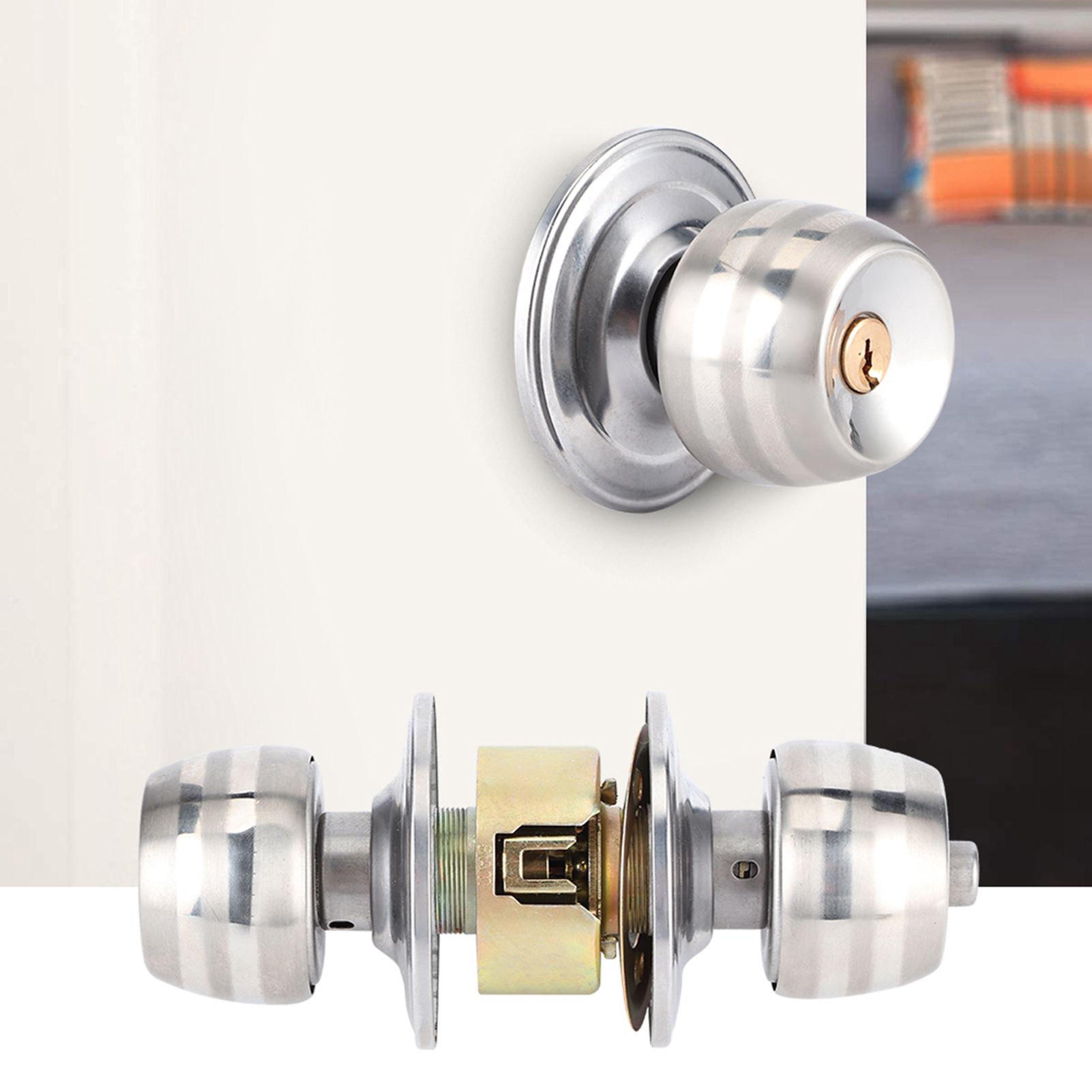 Household Stainless Steel Door Locks Short Tongue Spherical Door Lock for view 4