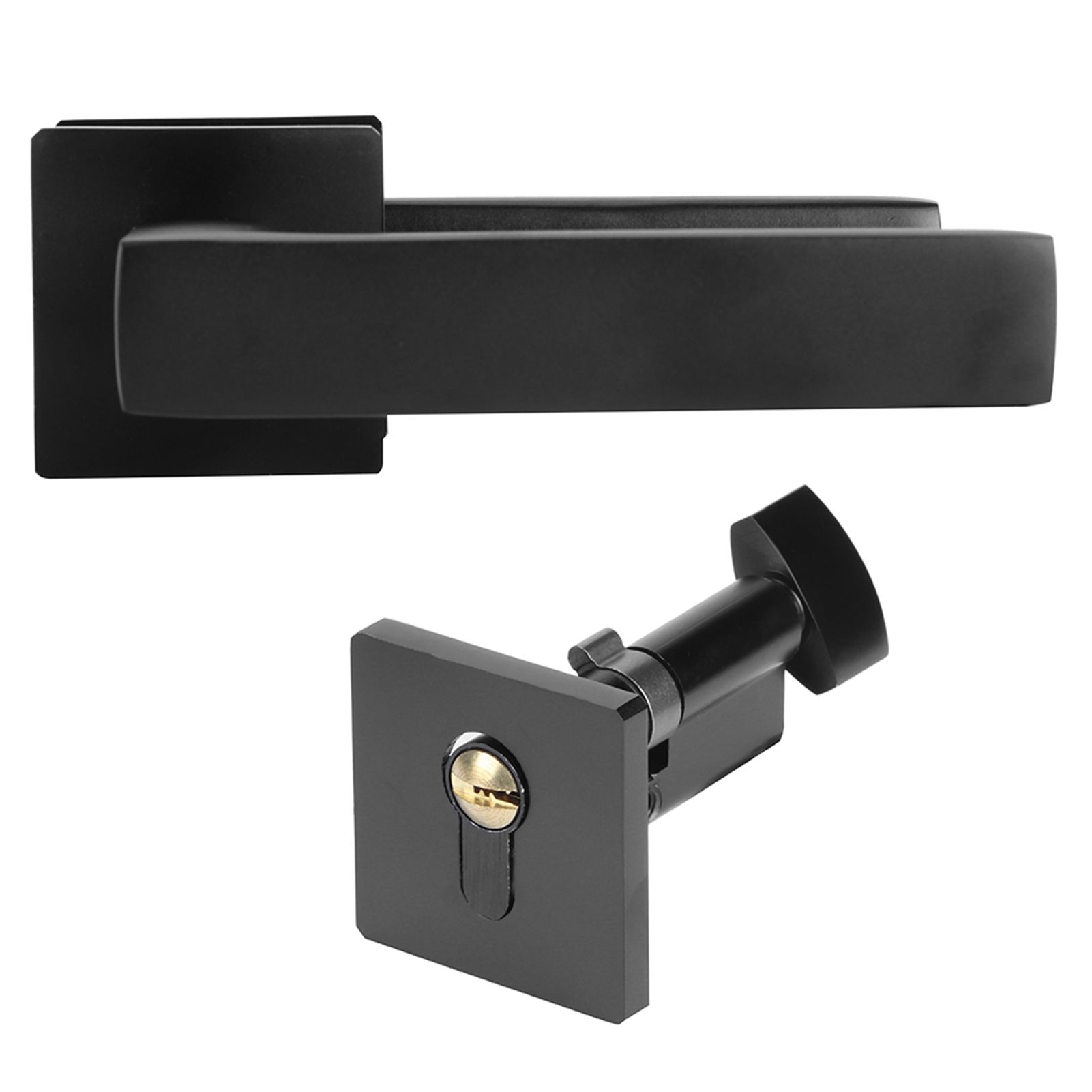 Adjustable Simple Black Lock Cylinder Handle Set KeyedLocking Door Knob Accessory view 7