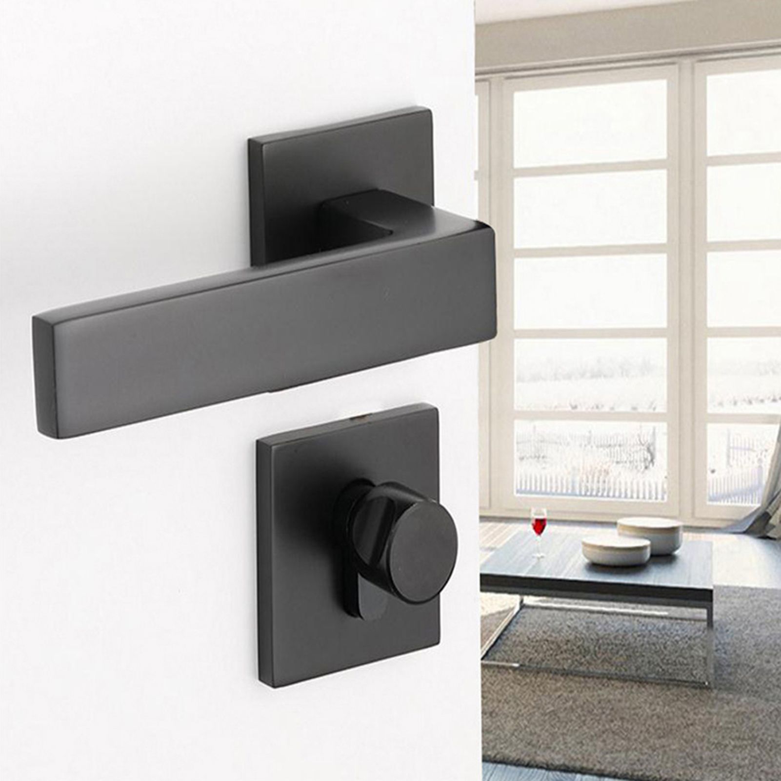 Adjustable Simple Black Lock Cylinder Handle Set KeyedLocking Door Knob Accessory view 10