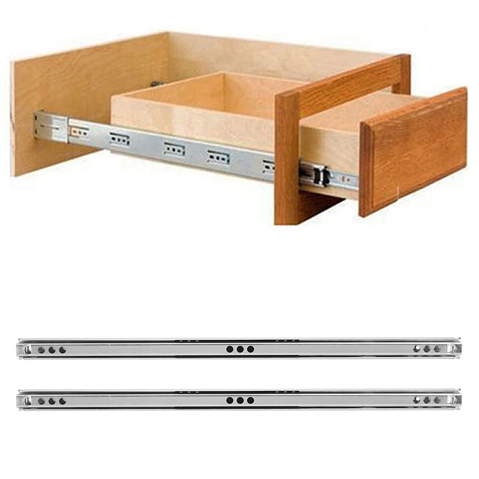 2Pcs/Set 342x17mm Cold Rolled Steel Drawer Rail Ball Bearing Slide for Cabinet view 11