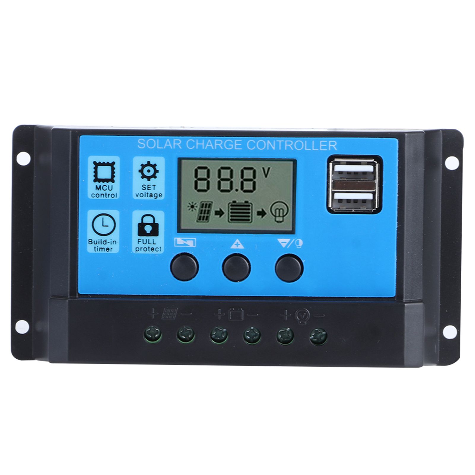 60A Solar Charge Controller with Dual USB Port 5V Auto PWM LCD Display Solar view 2