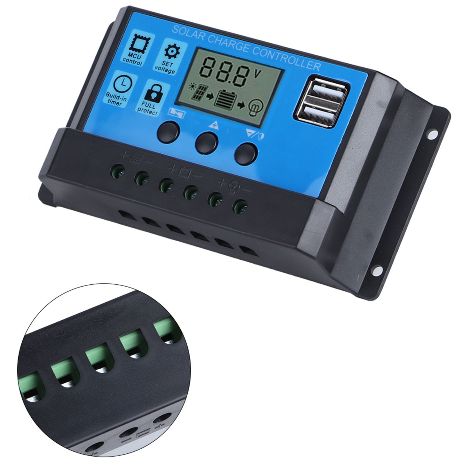60A Solar Charge Controller with Dual USB Port 5V Auto PWM LCD Display Solar view 8