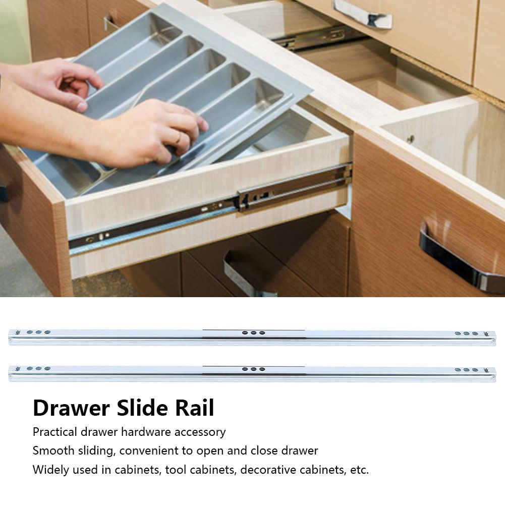 2Pcs/Set 450x17mm Drawer Steel Ball Slide Rail Hardware Accessory for Cabinet view 12