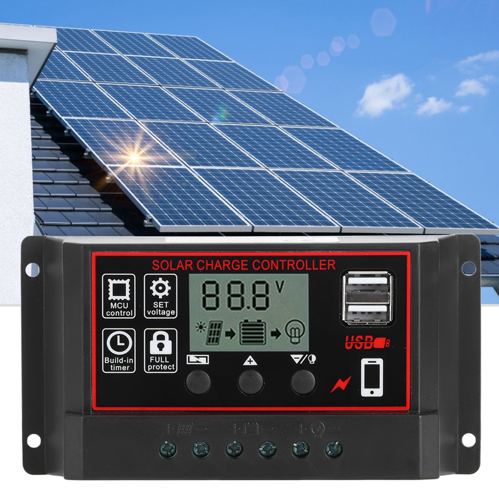 30A Solar Charge Controller Digital Display Photovoltaic Instrument view 3