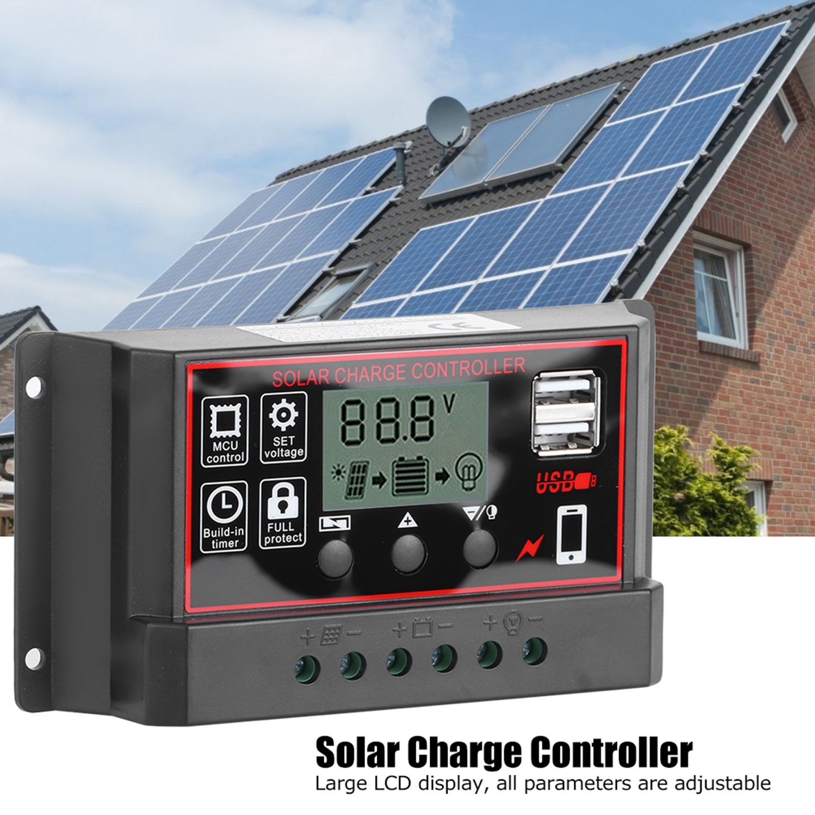30A Solar Charge Controller Digital Display Photovoltaic Instrument view 12