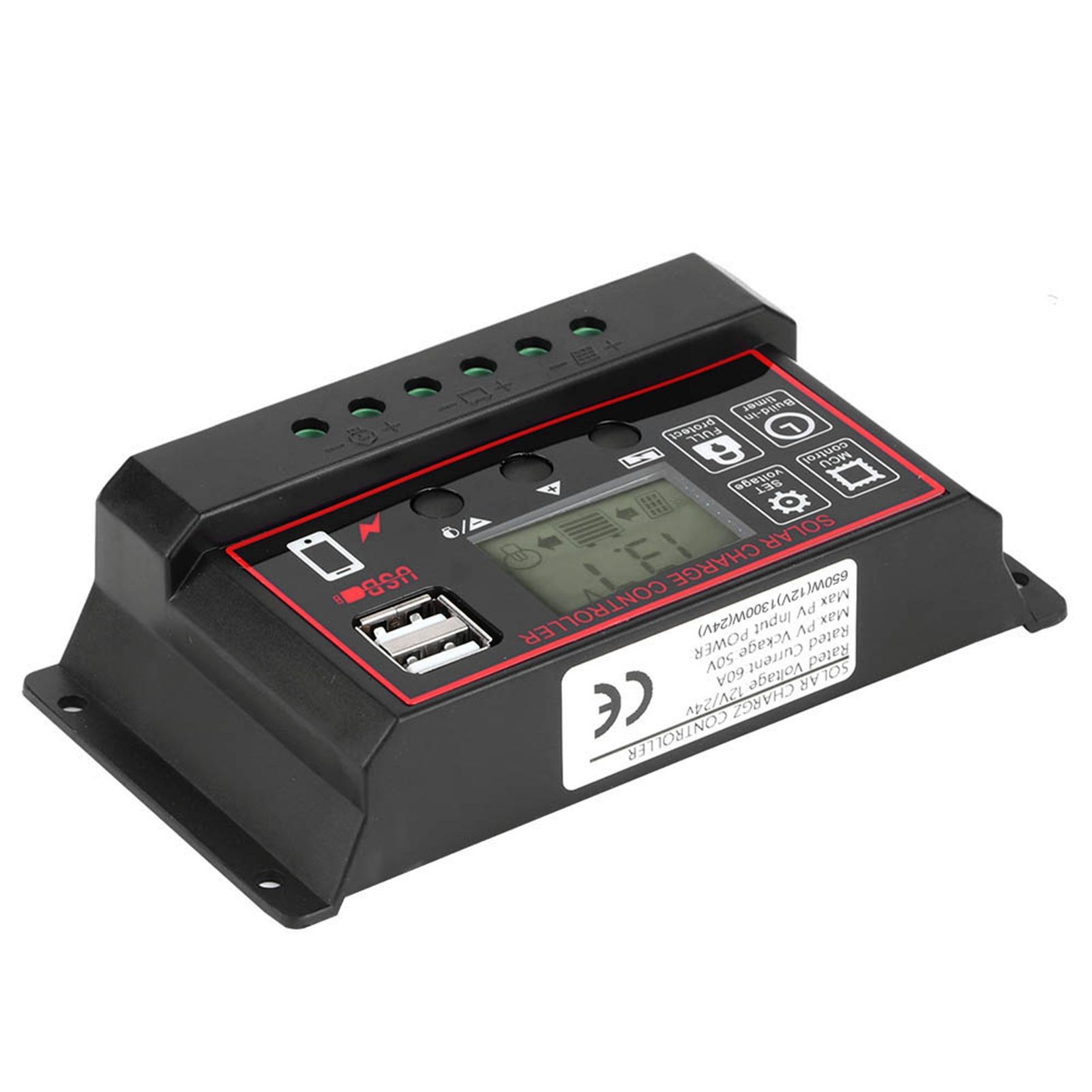 12V 24V Solar Photovoltaic Meter Intelligent Digital Display Controller USB 5V 60A view 5