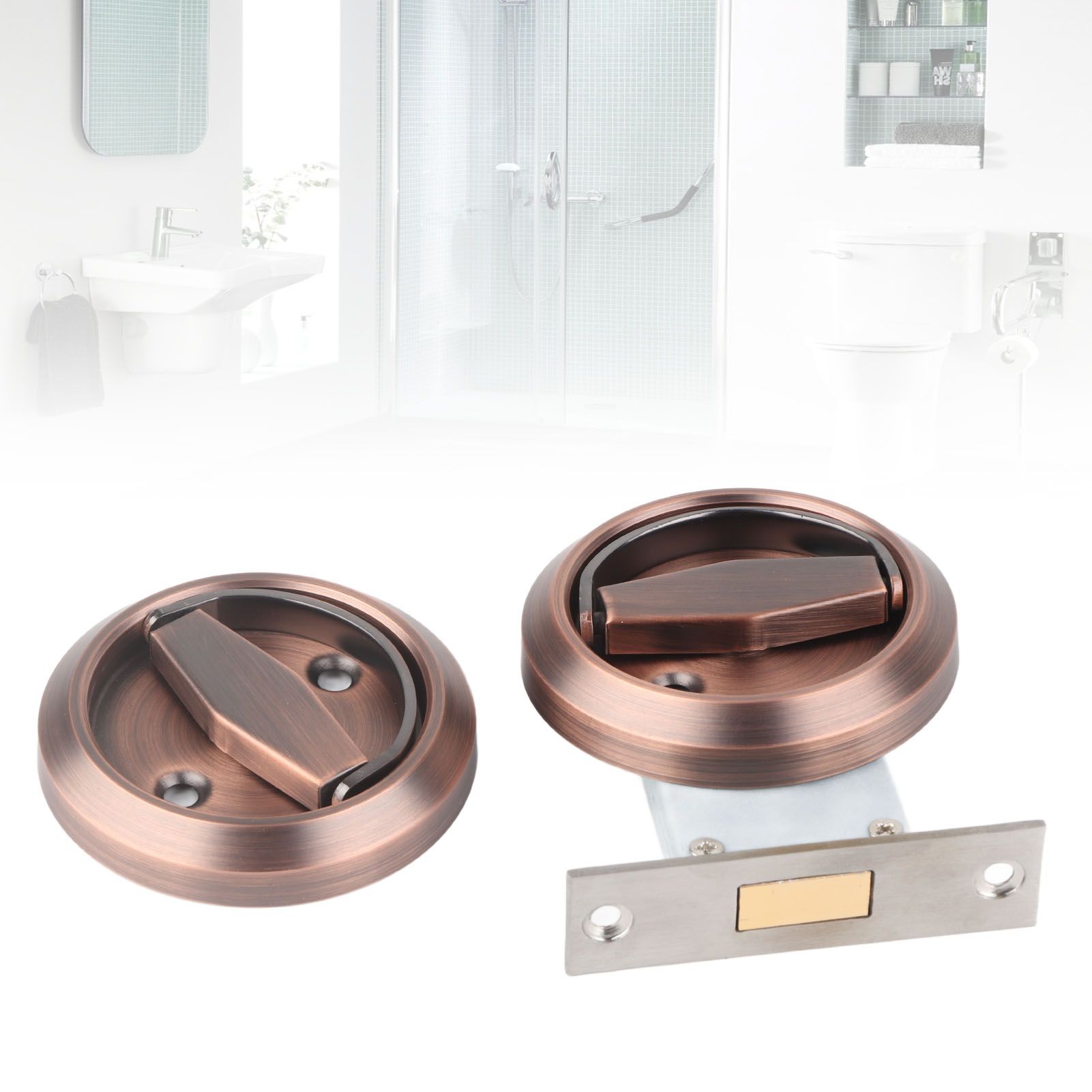 Home Bathroom DoubleSided Lock 304 Stainless Steel Ring Handle Door Lock view 12