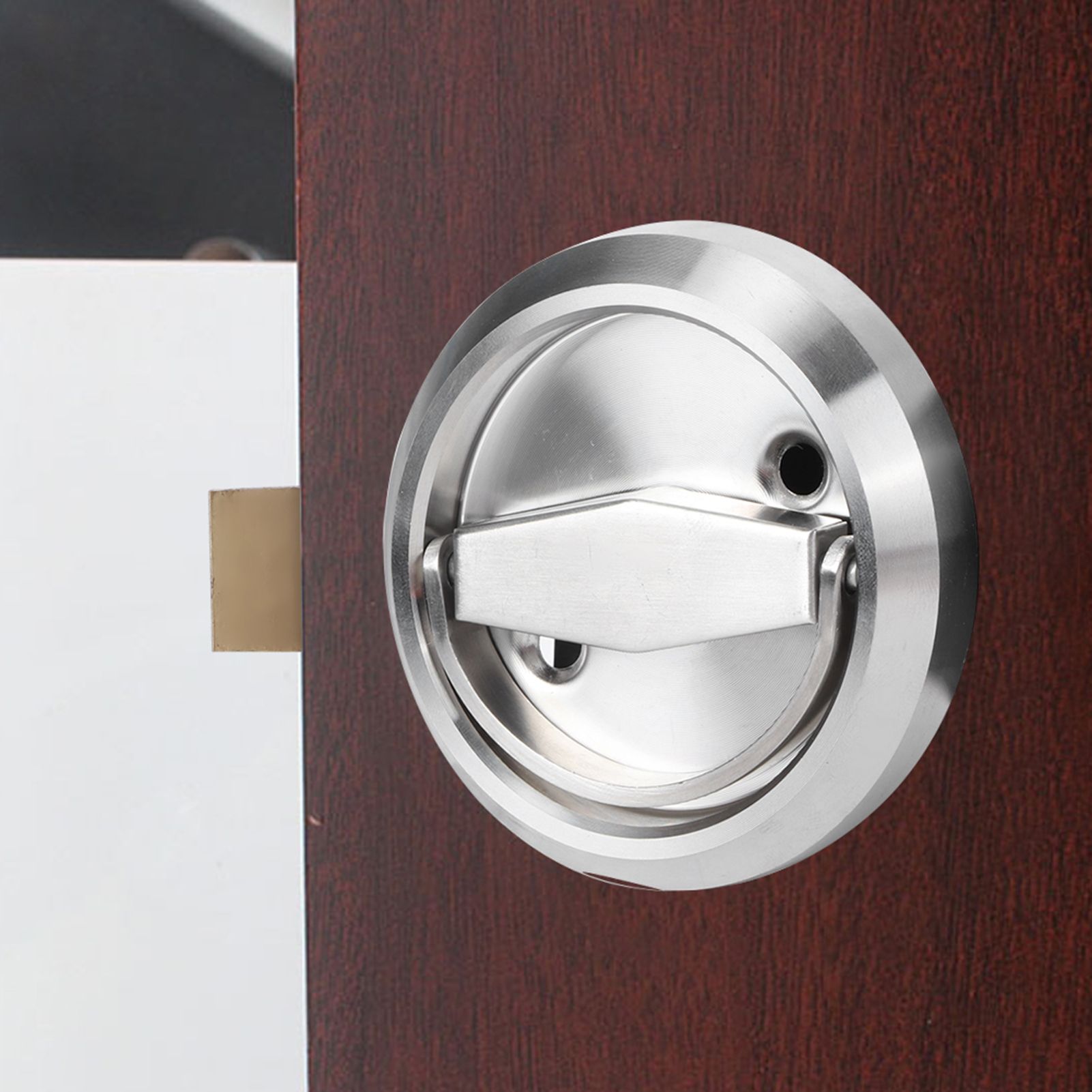 Home Bathroom DoubleSided Lock 304 Stainless Steel Ring Handle Door Lock view 3