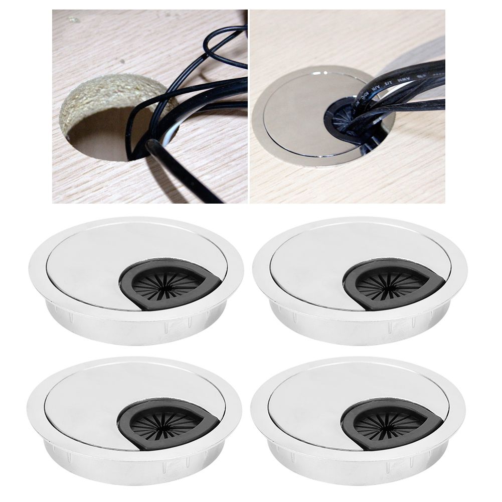 4Pcs/Set Zinc Alloy Computer Desk Grommet Cable Hole Cover Organizer for Home
