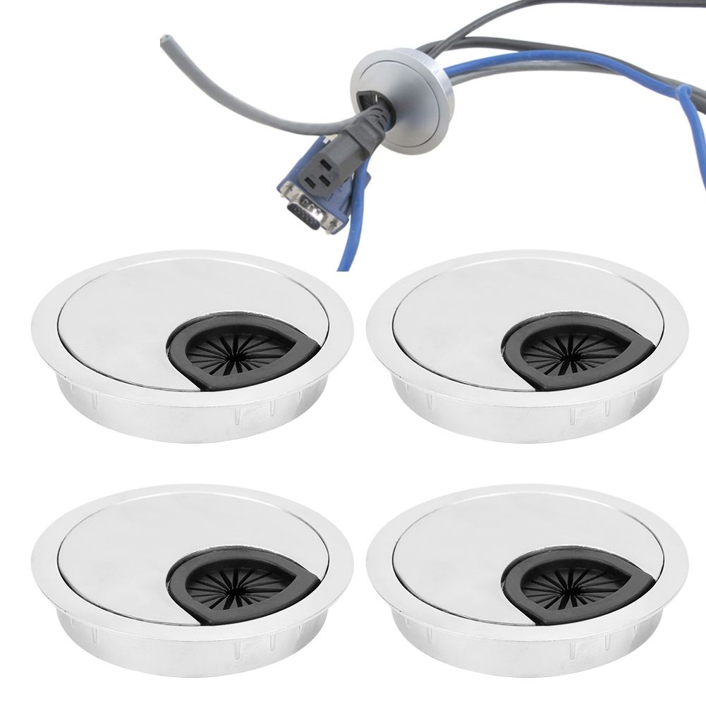 4Pcs/Set Zinc Alloy Computer Desk Grommet Cable Hole Cover Organizer for Home view 7