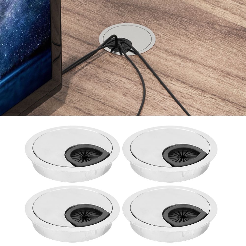 4Pcs/Set Zinc Alloy Computer Desk Grommet Cable Hole Cover Organizer for Home view 9