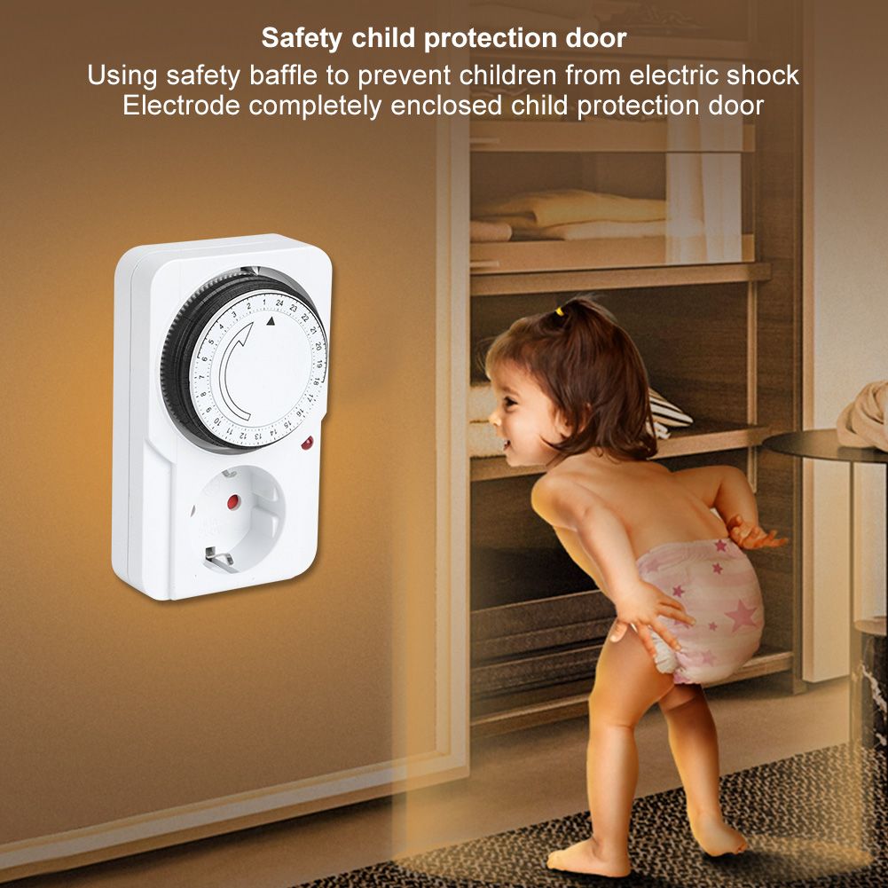 Timer Socket Indoor Mechanical 24 Hour PlugIn Outlet Timer Home Safety Tool view 11