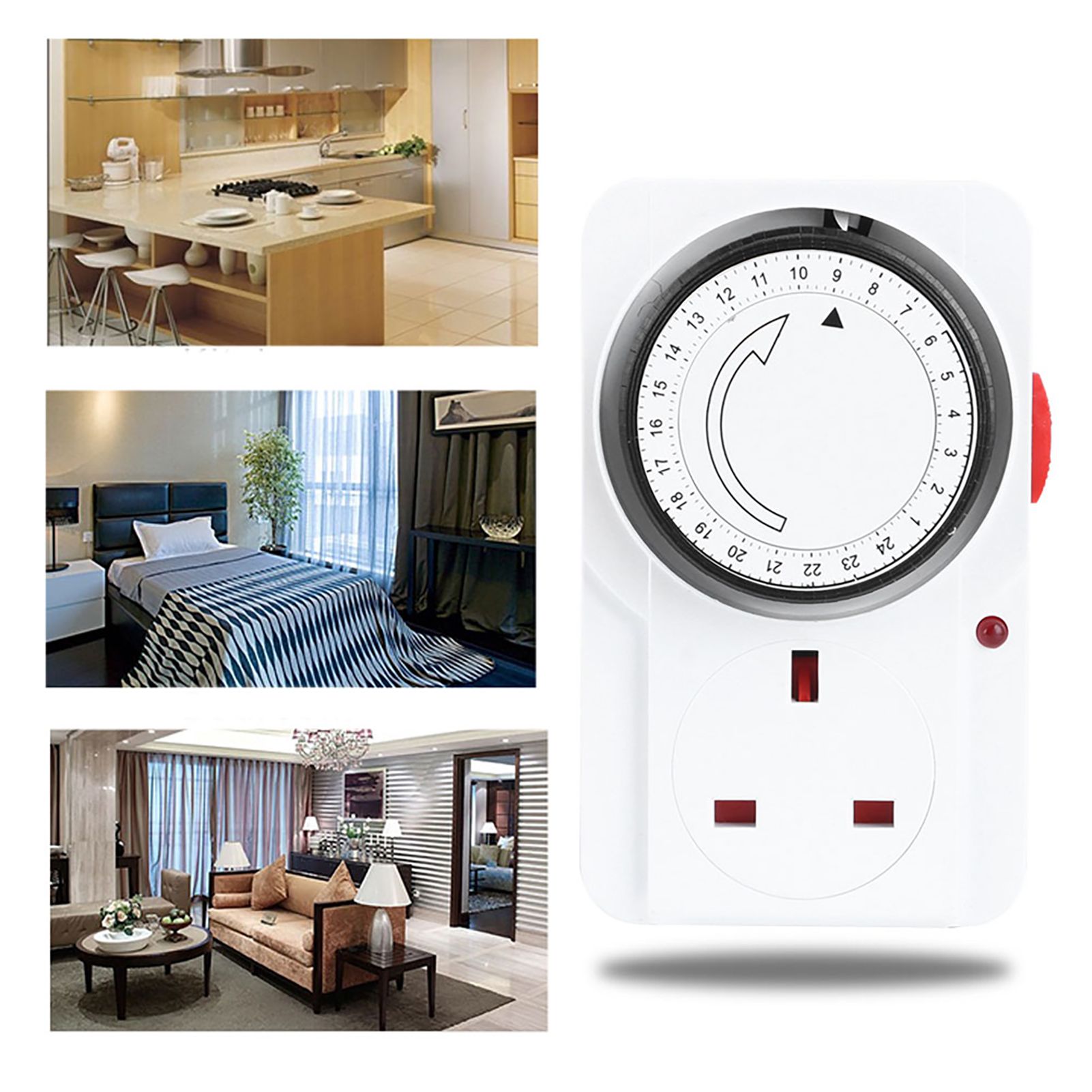 Intelligent 24 Hour Cycle Mechanical Timing Power Switch Timer Plug Socket view 10