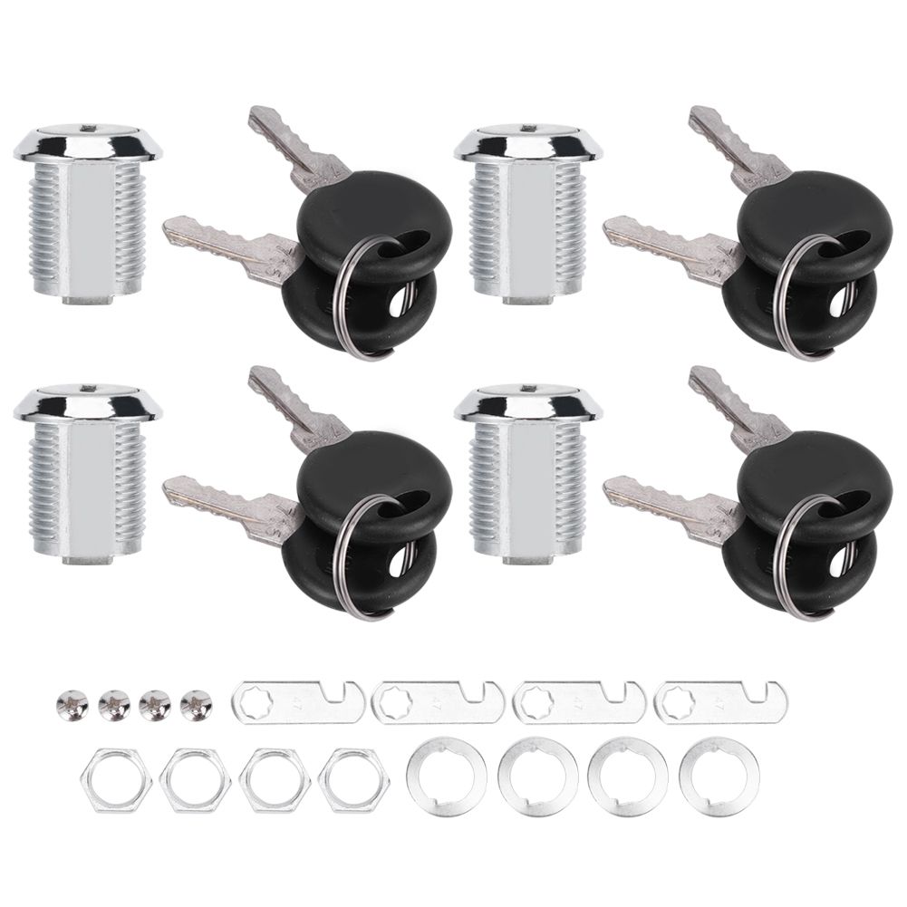 4 Set Cam Lock Zinc Alloy File Cabinet Mailbox Drawer Slidding Door Safety view 2