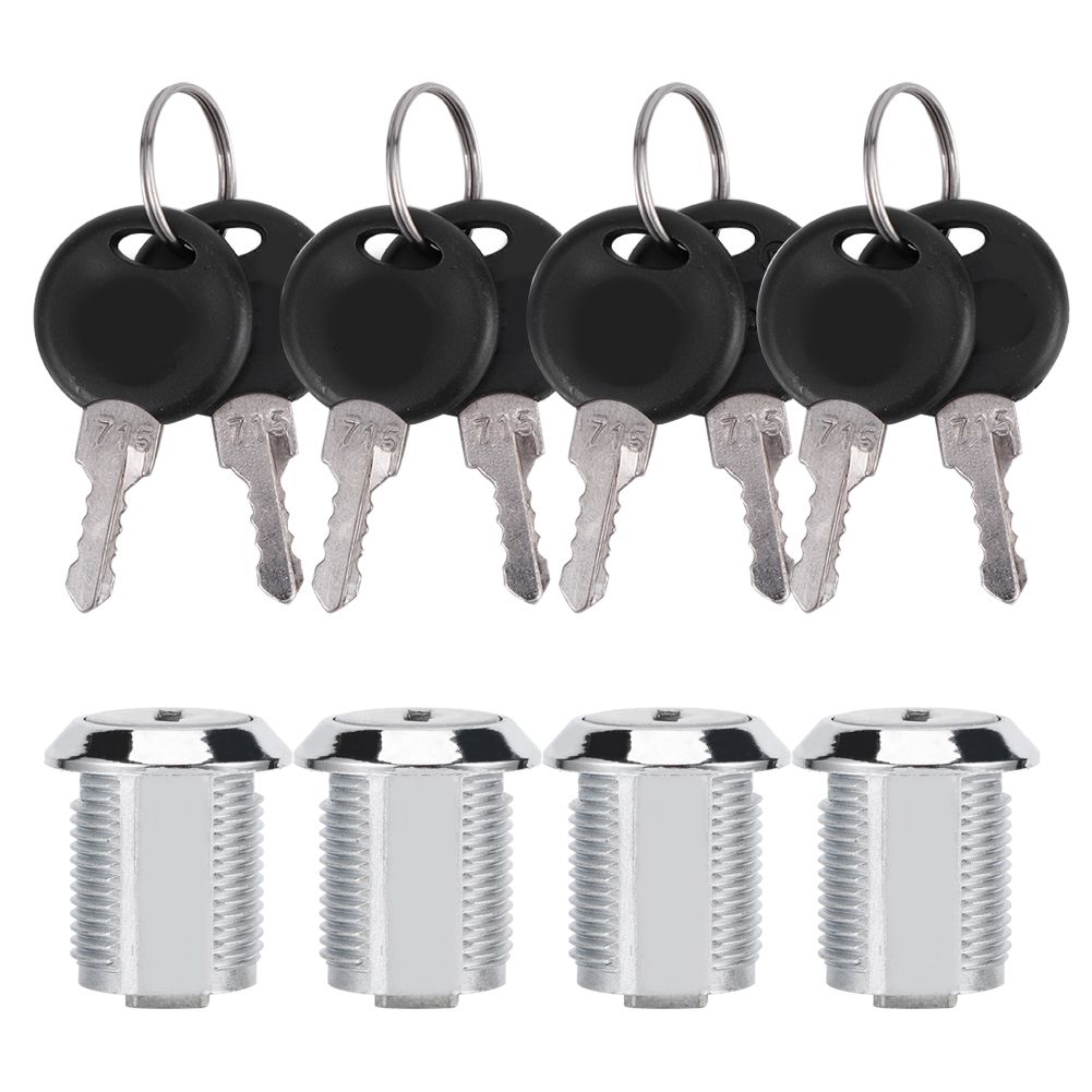 4 Set Cam Lock Zinc Alloy File Cabinet Mailbox Drawer Slidding Door Safety view 7