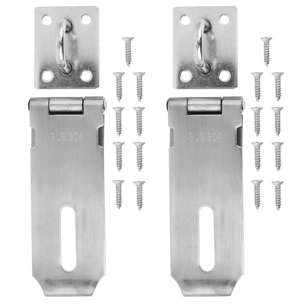 2PCS Padlock Hasp Stainless Steel Security Door Clasp Hasp Lock Latch Gate view 2