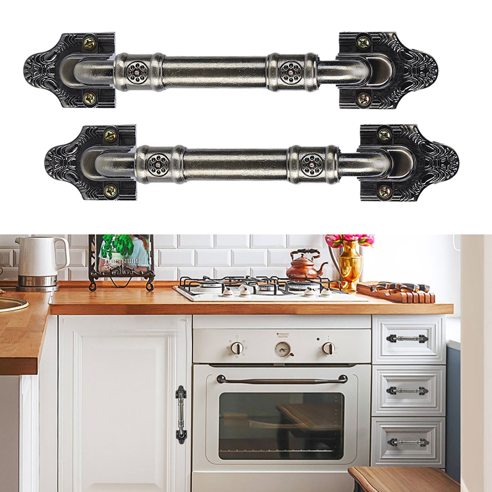 2Pcs Vintage Door Handles Wardrobe Drawer Cabinet Pull European Style Bronze Color view 9