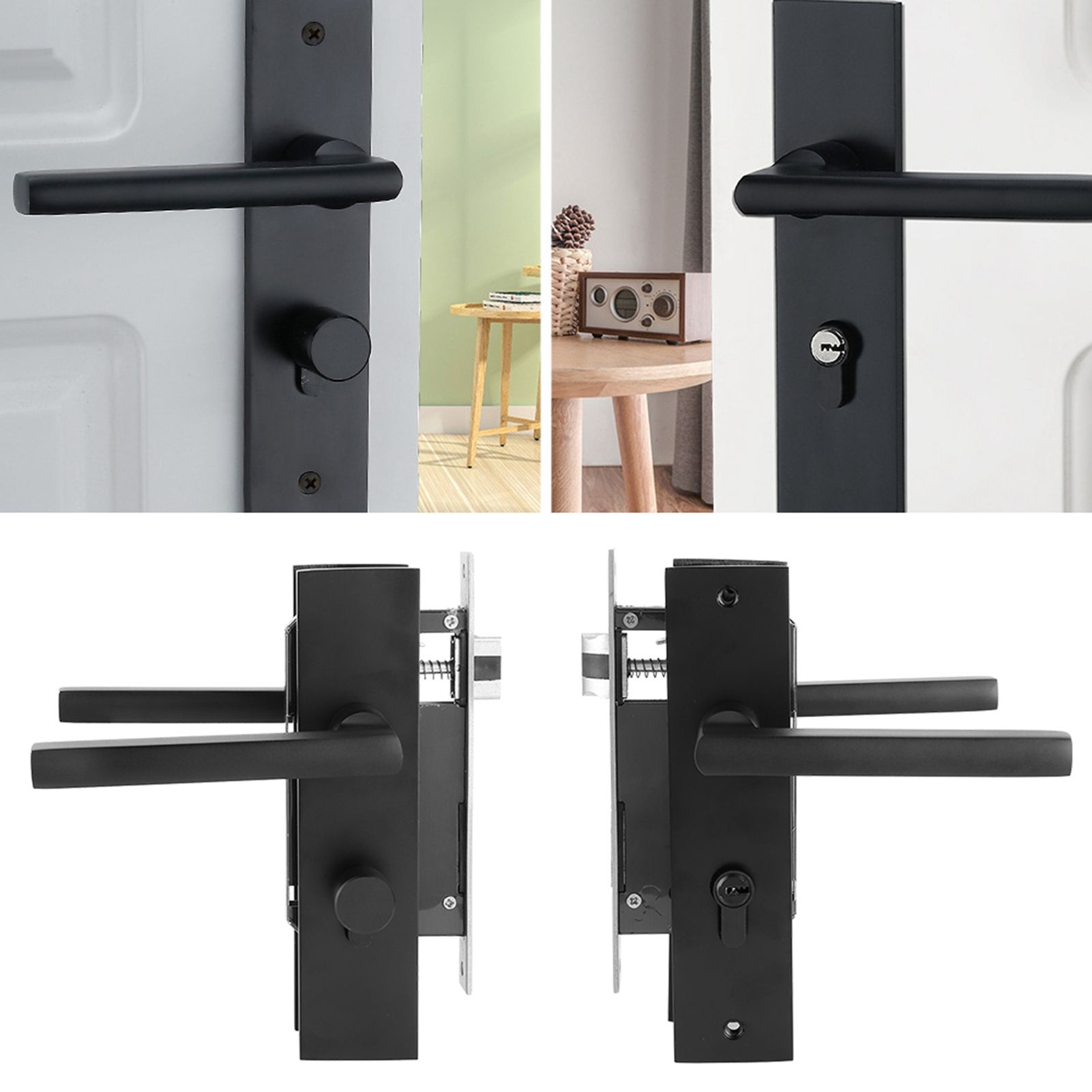 Space Aluminum Bedroom Door Lock Home Security Bedroom Handle Lock with Keys view 12