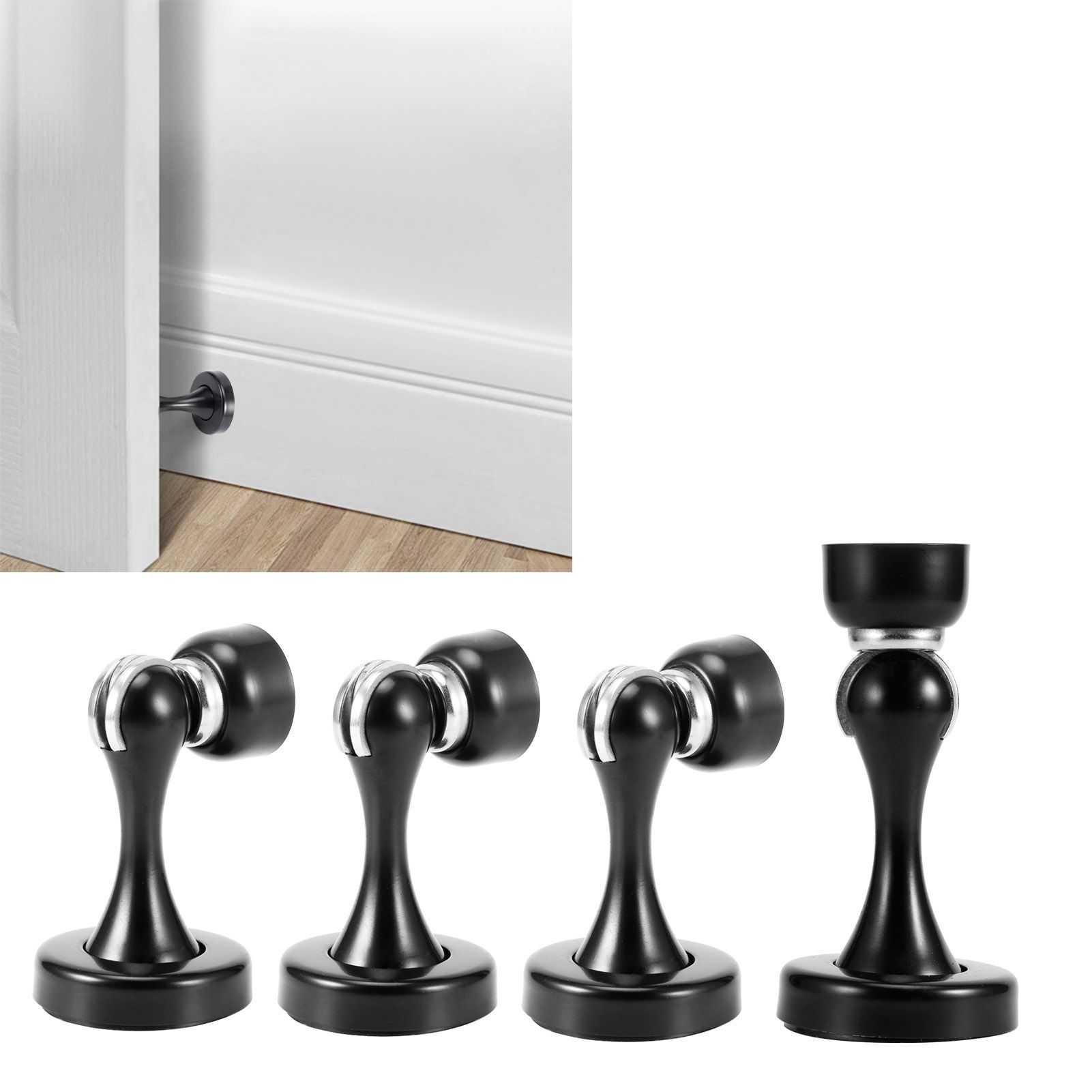 4 Set Stainless Steel Magnetic Door Stop Floor Wall Suction Door Stopper view 9
