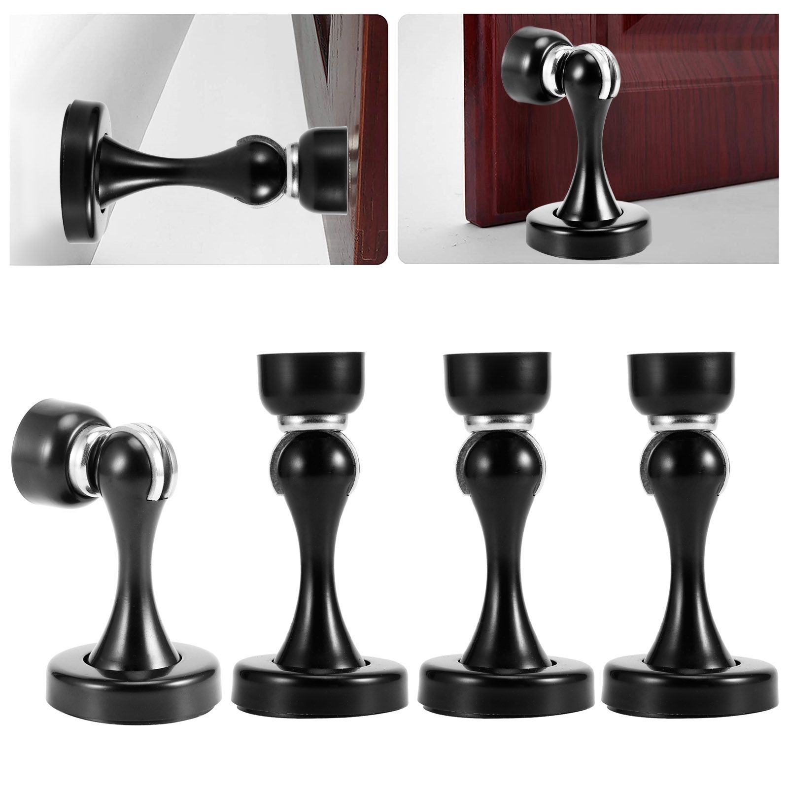4 Set Stainless Steel Magnetic Door Stop Floor Wall Suction Door Stopper view 10