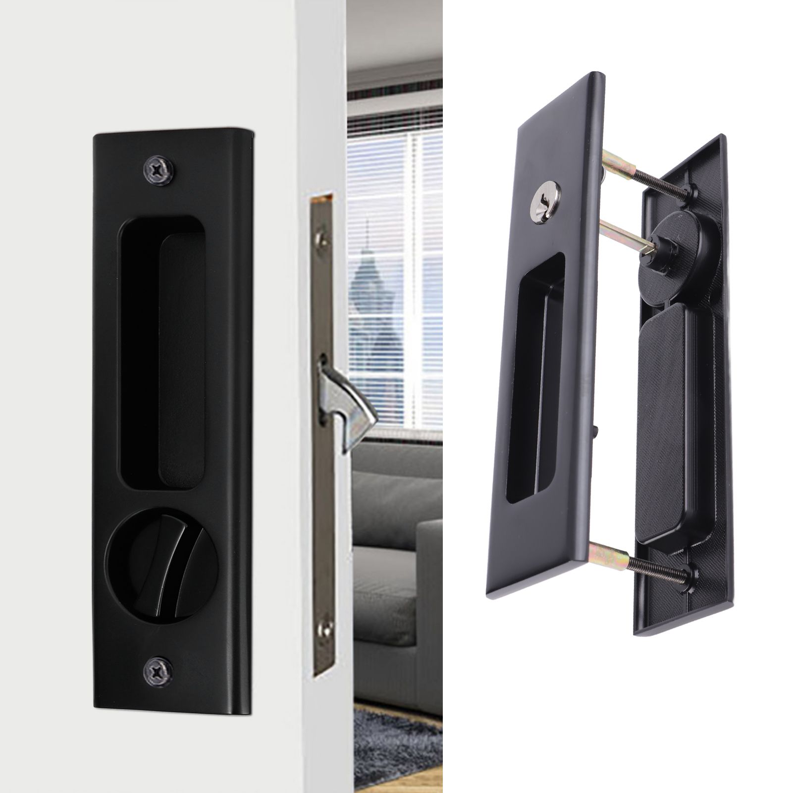 Zinc Alloy Sliding Door Lock Latch Handle Set Bathroom Balcony Cabinet Door view 9